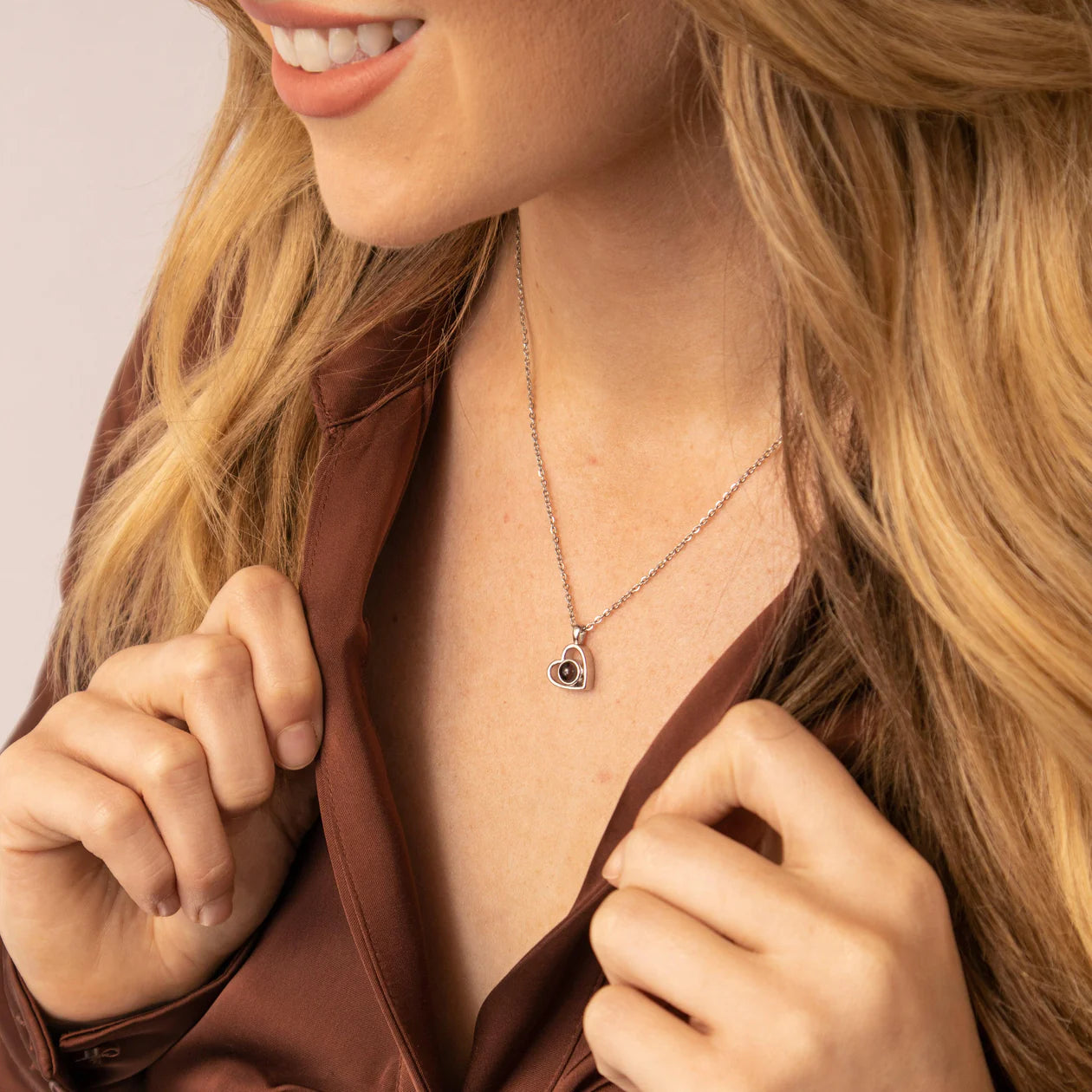 שרשרת לב עם תמונה מוצפנת