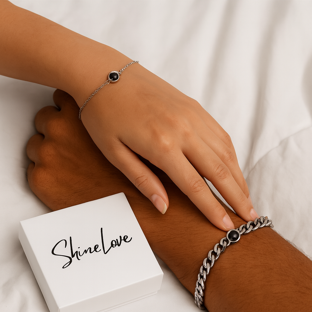 צמידים זוגיים עם תמונה מוצפנת